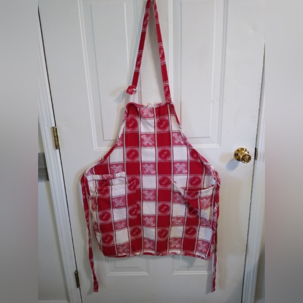 Red and White Checkered Apron Vintage Made In USA Coca Cola Apron